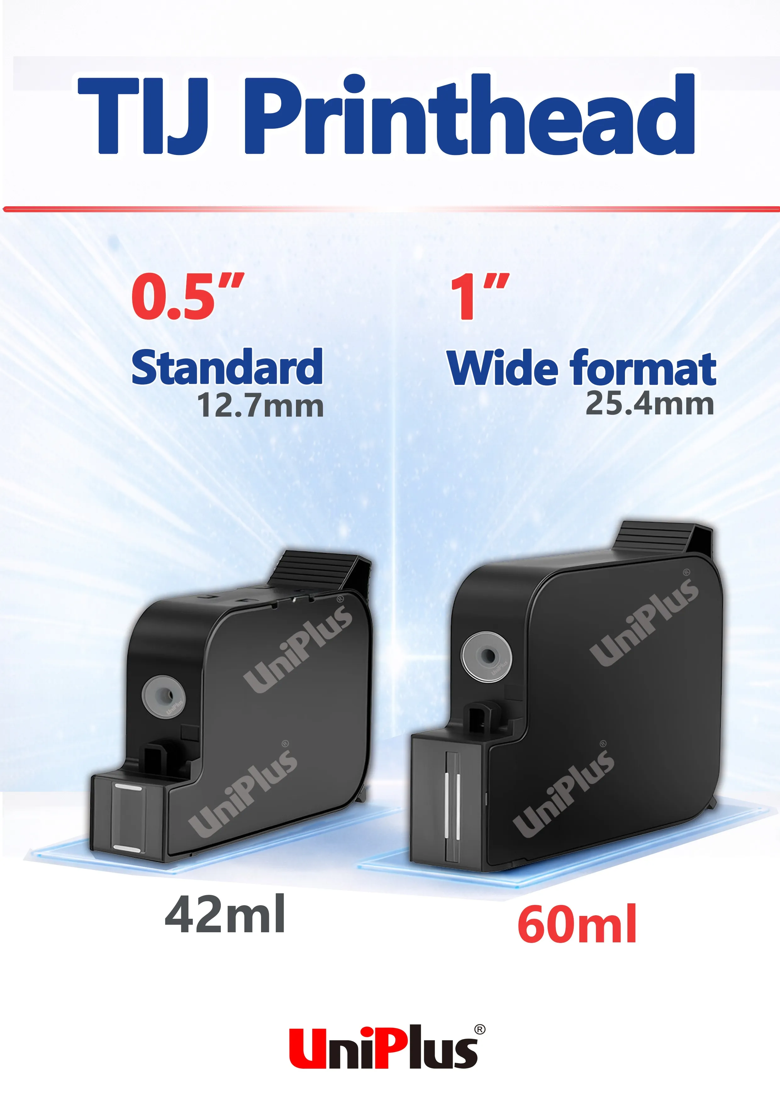Uniplus half-inch vs 1-inch printhead height comparison